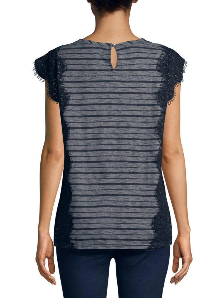 商品Karl Lagerfeld Paris|Lace-Trimmed Cap-Sleeve Top,价格¥263,第2张图片详细描述