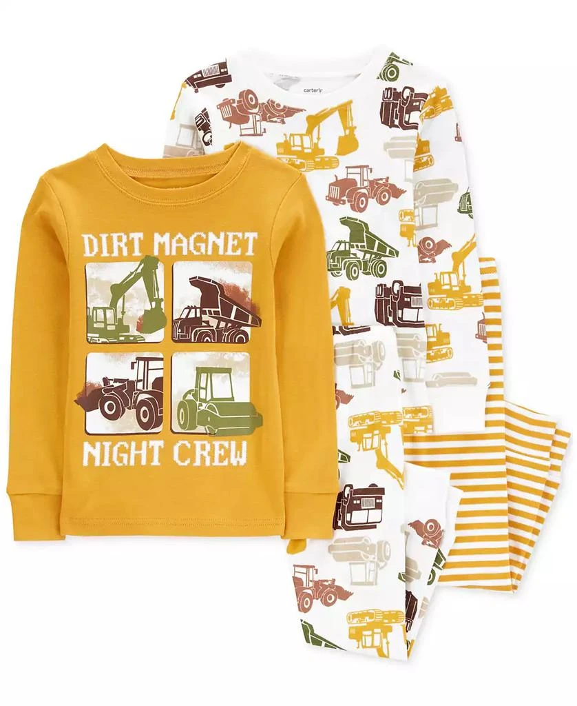 商品Carter's|Toddler Boys Construction-Print 100% Snug-Fit Cotton Pajamas, 4 Piece Set,价格¥166,第1张图片