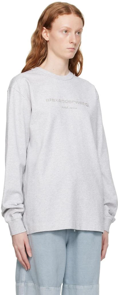 商品Alexander Wang|Gray Glitter Long Sleeve T-Shirt,价格¥1472,第2张图片详细描述