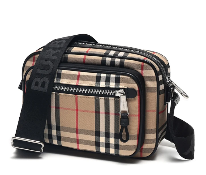 商品[国内直发] Burberry|BURBERRY 巴宝莉/博柏利 男款Vintage格纹织物单肩斜挎包 8010152 典藏米色,价格¥6943,第2张图片详细描述