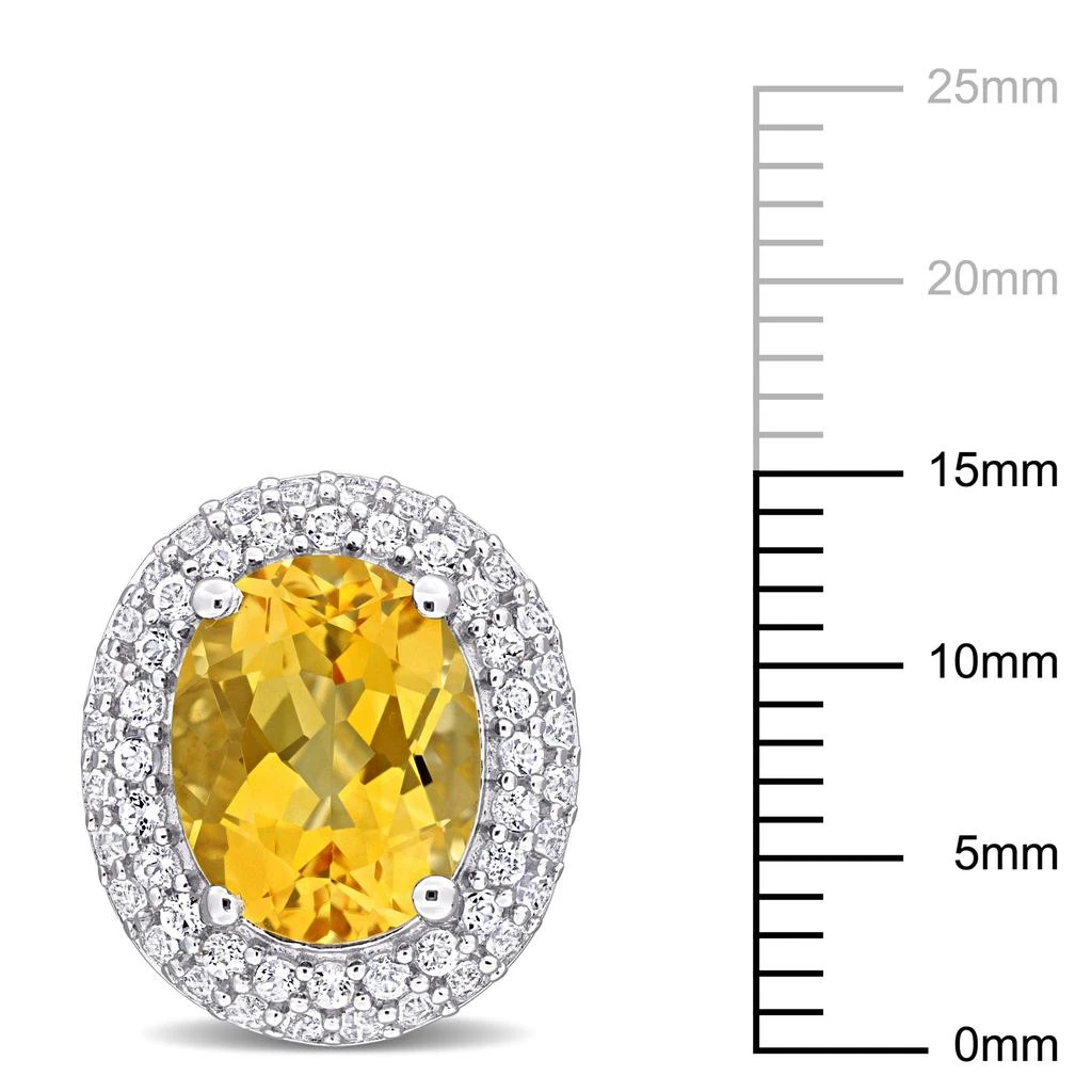 商品Mimi & Max|7 4/5ct TGW Oval-Cut Citrine and White Topaz Double Halo Leverback Earrings in Sterling Silver,价格¥1057,第3张图片详细描述