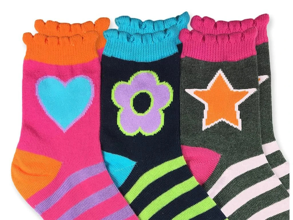 商品Jefferies Socks|Girls' Big Hearts/Daisies/Stripes Fashion Crew Socks 6 Pack,价格¥112,第2张图片详细描述