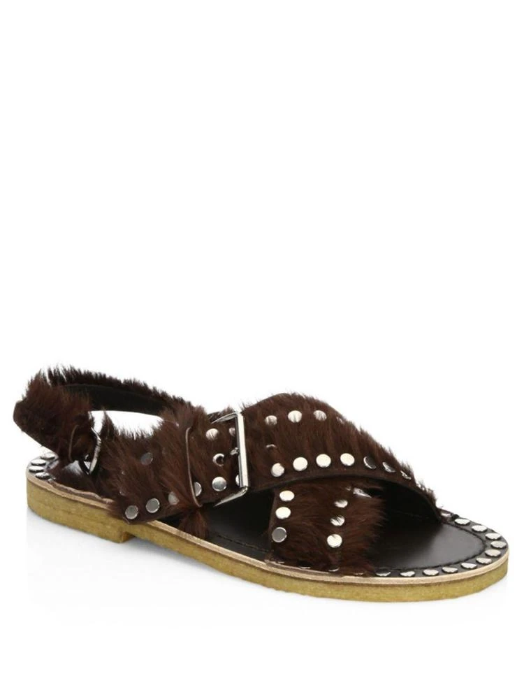 商品Prada|Studded Pony Hair Crisscross Sandals,价格¥3345,第1张图片