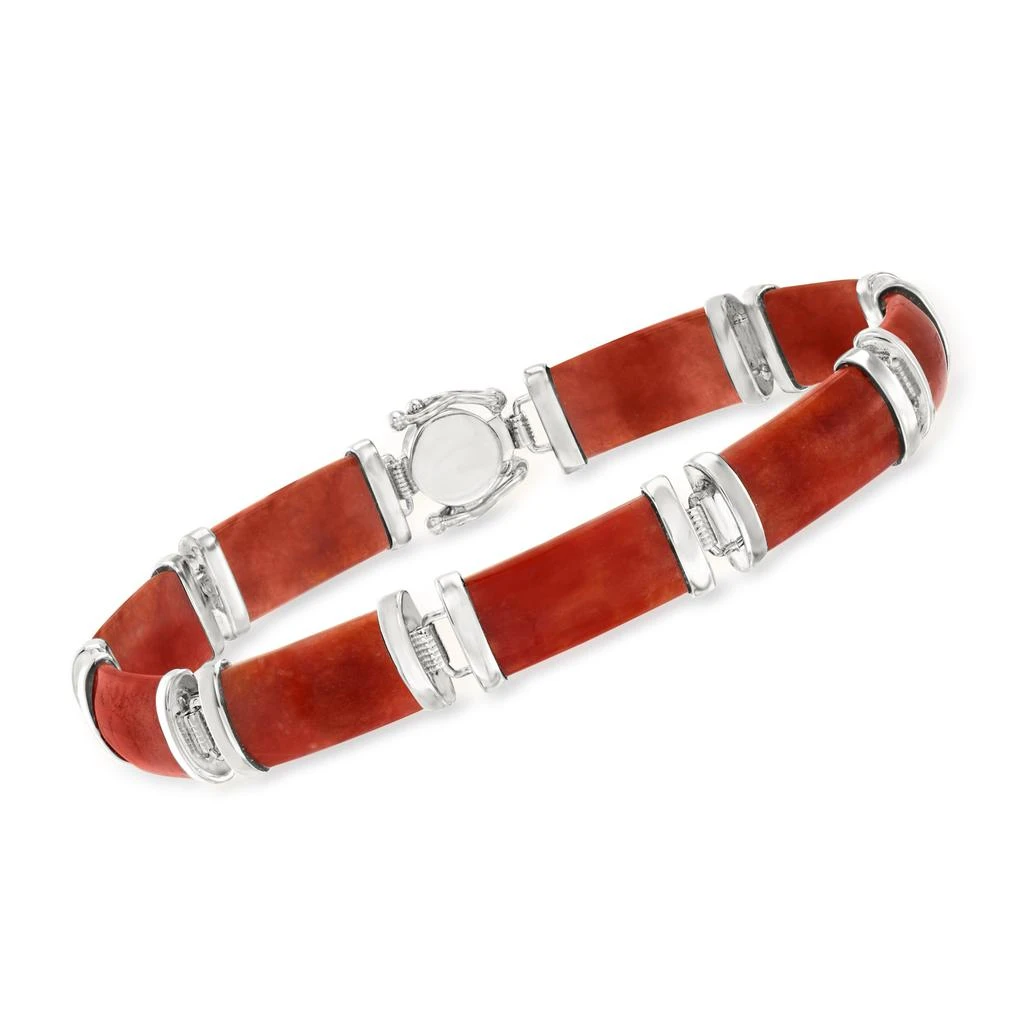 商品Ross-Simons|Red Jade "Good Fortune" Bracelet in Sterling Silver,价格¥1105,第3张图片详细描述