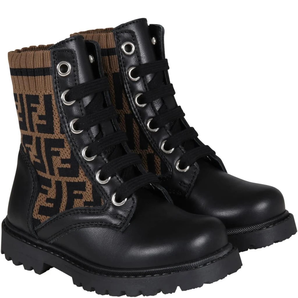 商品Fendi|Fendi Black Boots For Kids With Double Ff,价格¥5943,第3张图片详细描述