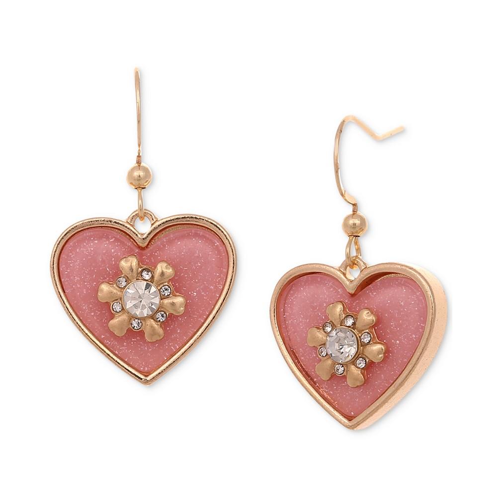 Gold-Tone Crystal Sparkle Heart Drop Earrings, Created for Macy's商品第1张图片规格展示
