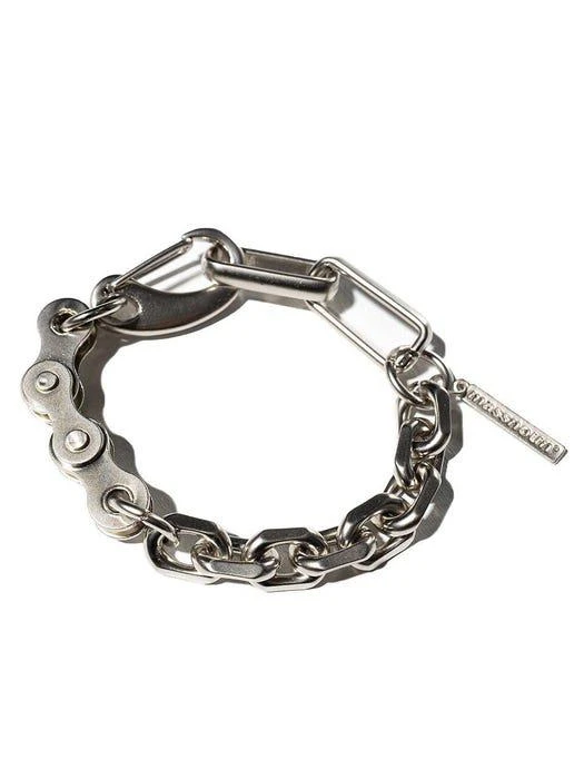 商品MASSNOUN|SL Logo Bicycle Chain Bracelet Silver,价格¥495,第1张图片