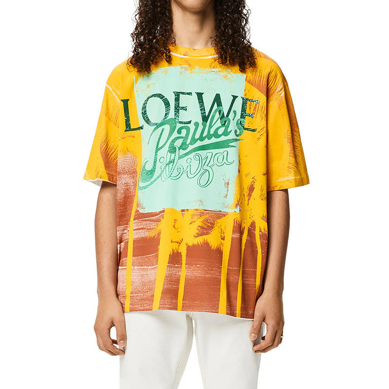 商品Loewe|LOEWE/罗意威 22年春夏新款 男士绵白色/多色纯棉棕榈树印花短袖T恤H616Y22X43-1952,价格¥3634,第1张图片