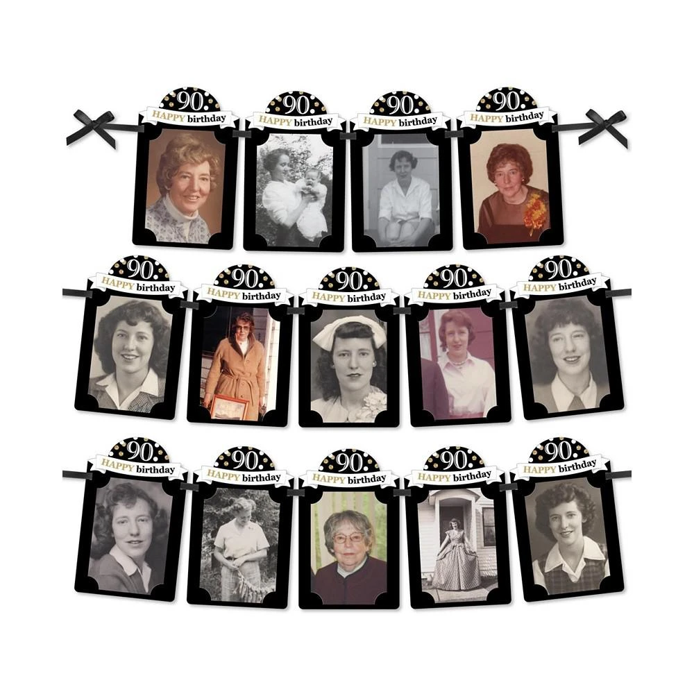 商品Big Dot of Happiness|Adult 90th Birthday - Gold - DIY Party Decor - Picture Display - Photo Banner,价格¥119,第1张图片