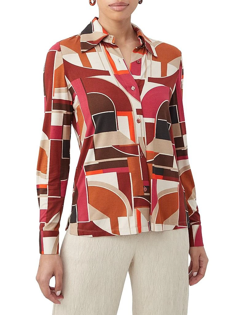 商品Trina Turk|Radio City Geometric Jersey Long-Sleeve Shirt,价格¥843,第1张图片