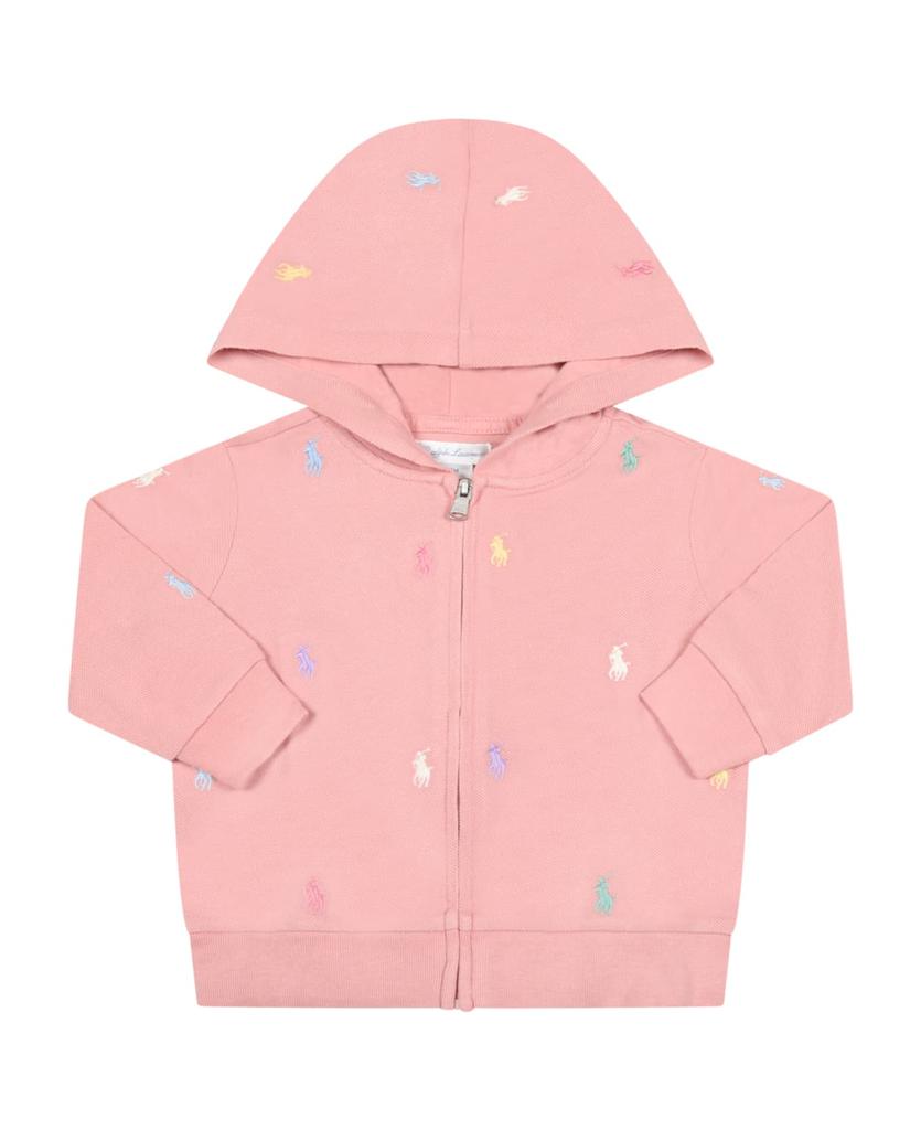 Pink Tracksuit For Baby Kids With Pony Logo商品第2张图片规格展示