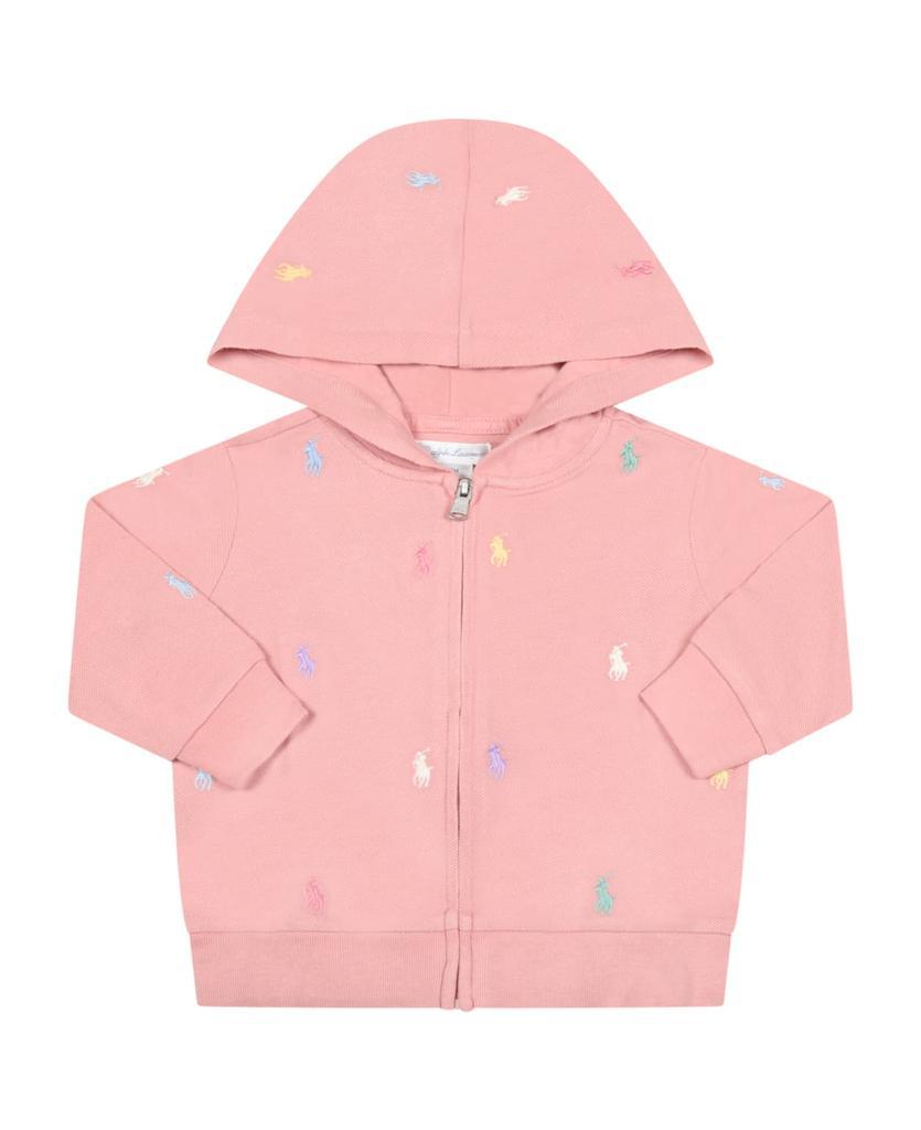 商品Ralph Lauren|Pink Tracksuit For Baby Kids With Pony Logo,价格¥992,第4张图片详细描述