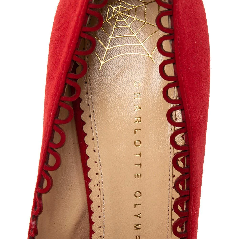 Charlotte Olympia Red Suede Daphne Scalloped Platform Pumps Size 40 商品