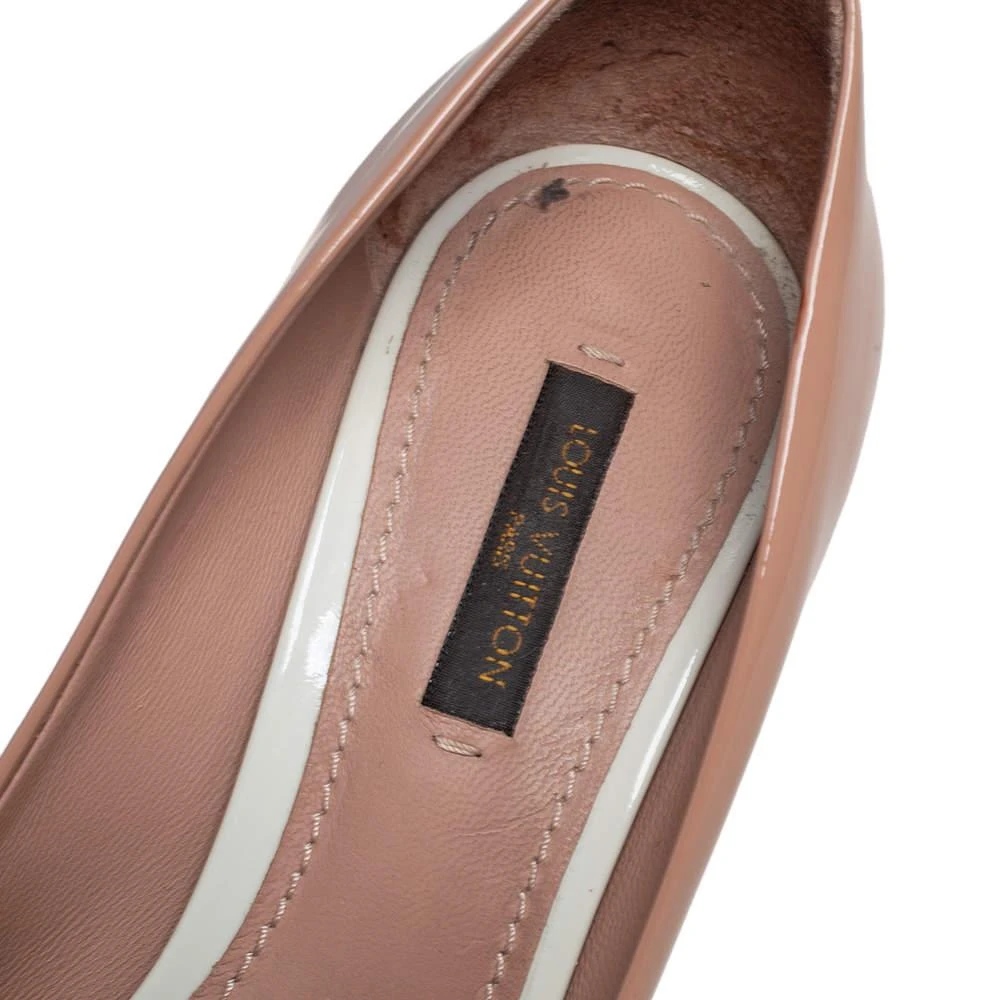 Louis Vuitton Beige Patent Leather Eyeline Peep Toe Platform Pumps Size 37 商品