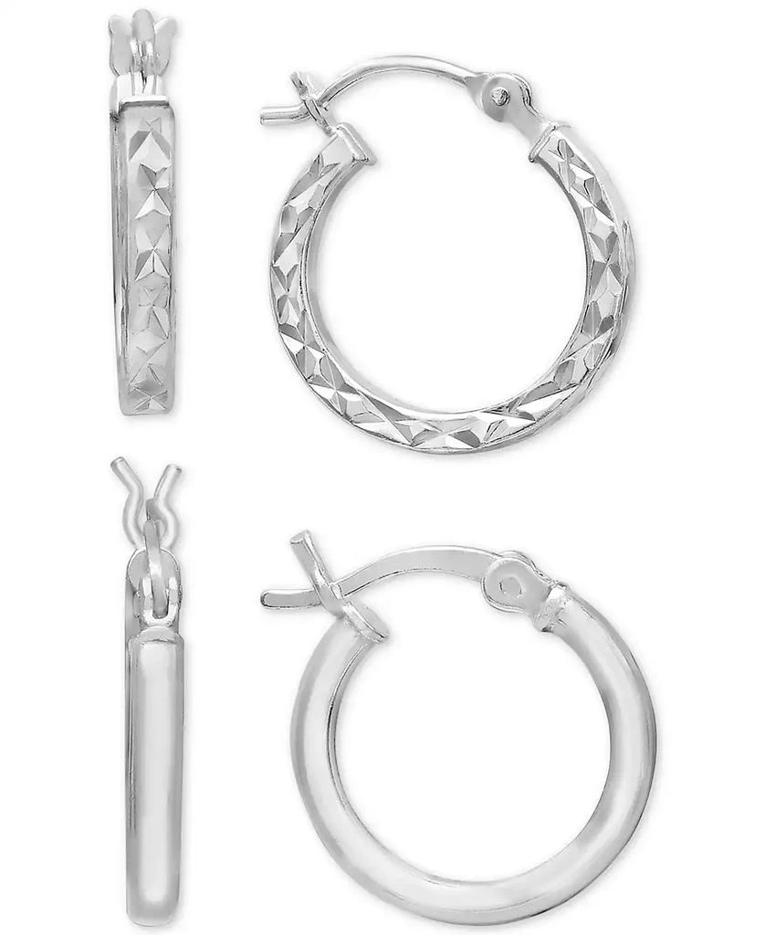 商品Giani Bernini|2-Pc. Set Polished & Textured Hoop Earrings in Sterling Silver, Created for Macy's,价格¥171,第1张图片