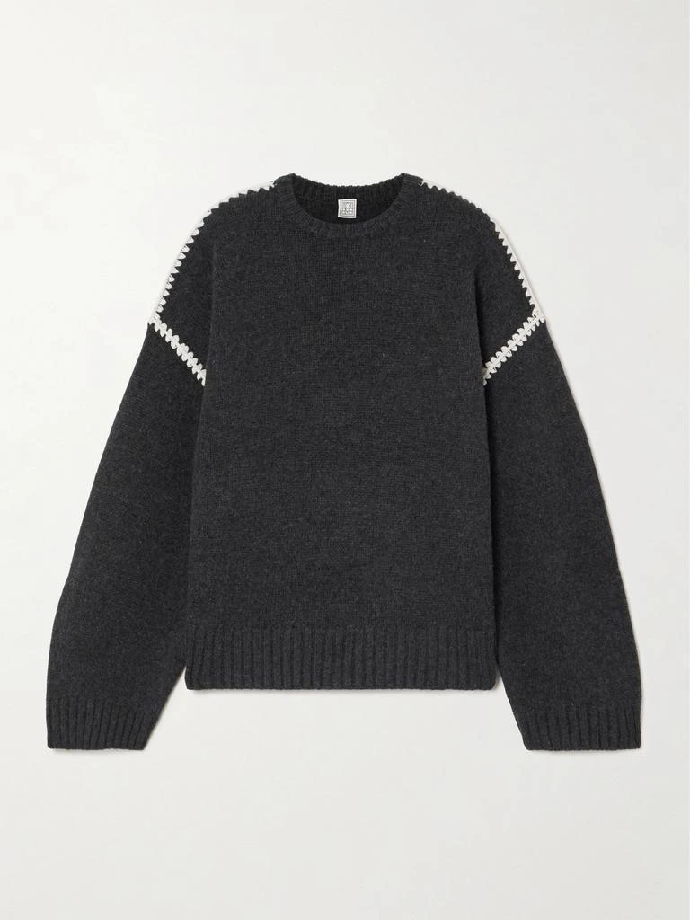 商品Totême|大廓形刺绣羊毛羊绒混纺毛衣,价格¥5476,第1张图片