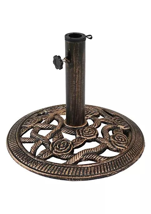 商品Sunnydaze Decor|Decor 16 In Rose Blossom Cast Iron Round Patio Umbrella Base   Bronze,价格¥649,第2张图片详细描述