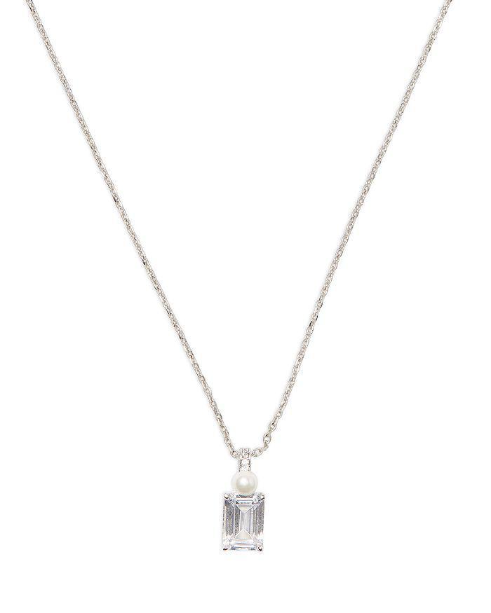 商品Kate Spade|Bouquet Toss Cubic Zirconia & Imitation Pearl Pendant Necklace in Silver Tone, 17"-20",价格¥392,第3张图片详细描述
