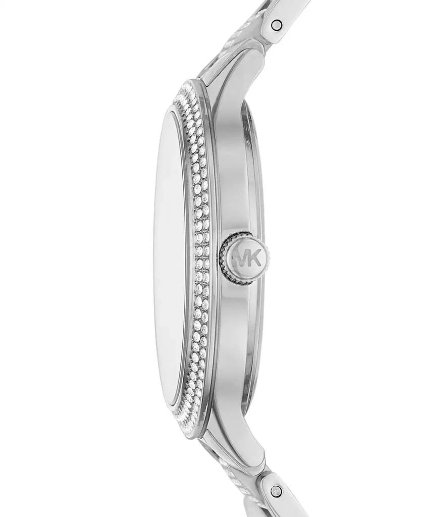 商品Michael Kors|Women's Slim Runway Three-Hand Silver-Tone Stainless Steel Bracelet Watch 38mm,价格¥1361,第2张图片详细描述