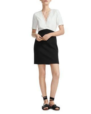 商品Maje|Ravelle Lace-Inset Mini Dress,价格¥1094,第1张图片