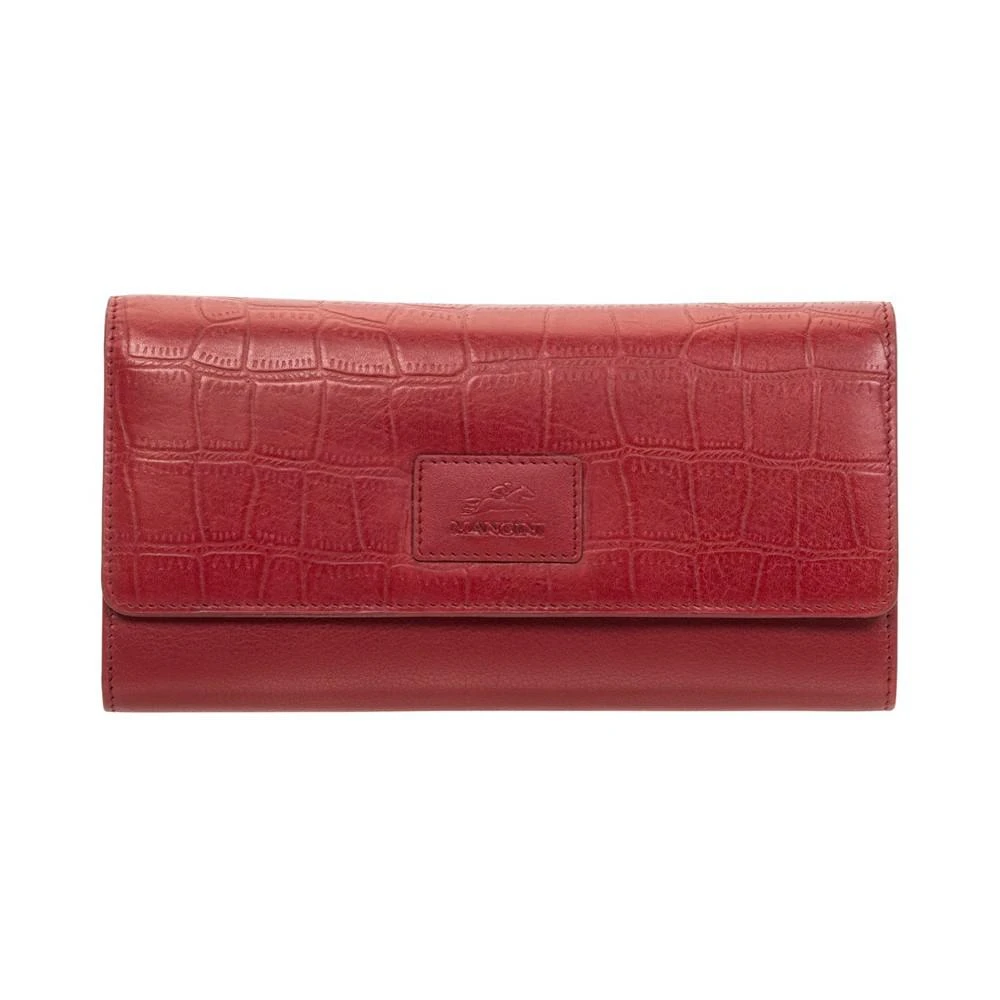 商品Mancini Leather Goods|Women's Croco Collection RFID Secure Quadruple Fold Wallet,价格¥490,第1张图片