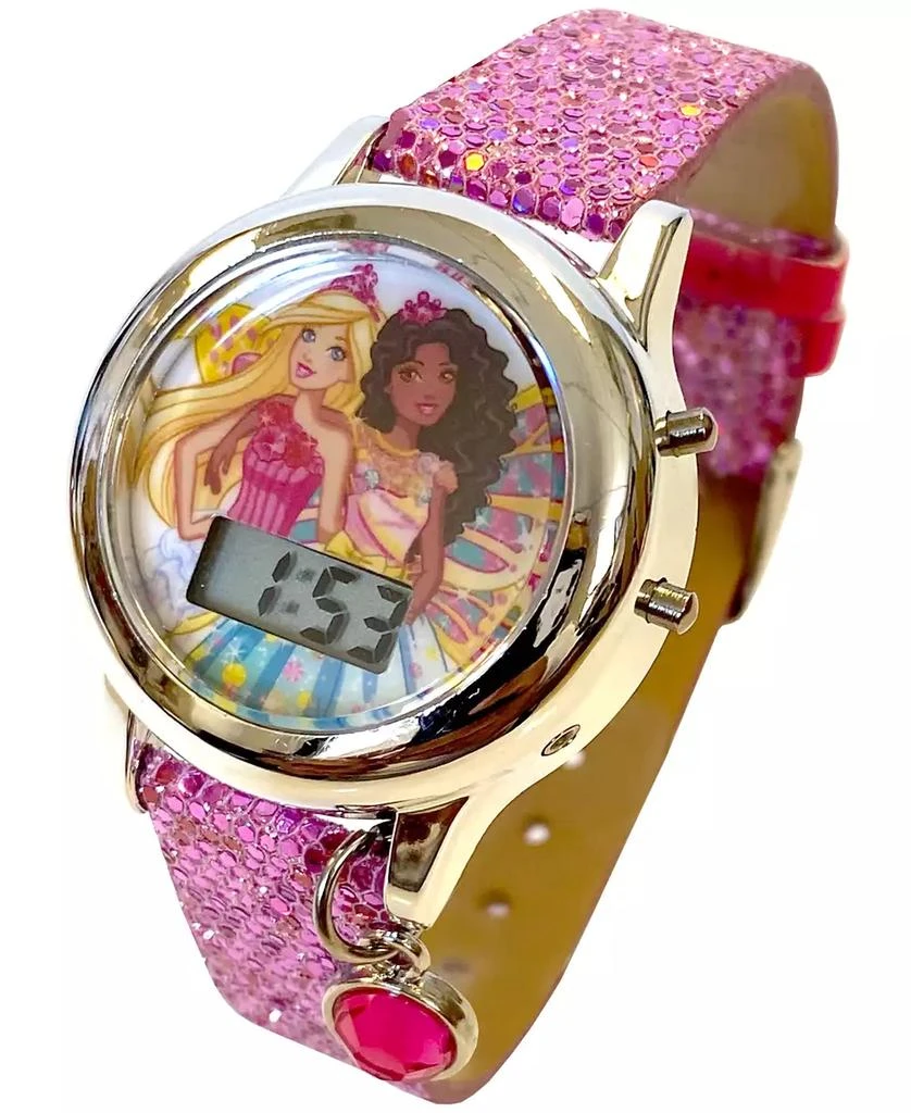 商品Accutime|Kid's Barbie Digital Pink Glitter Silicone Strap Watch 34mm,价格¥129,第2张图片详细描述