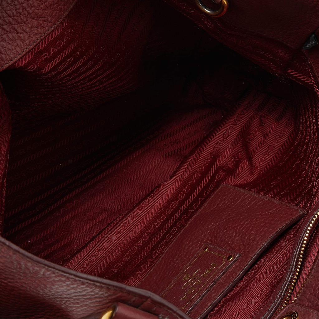 Prada Burgundy Vitello Danio Leather Side Pocket Shoulder Bag商品第8张图片规格展示