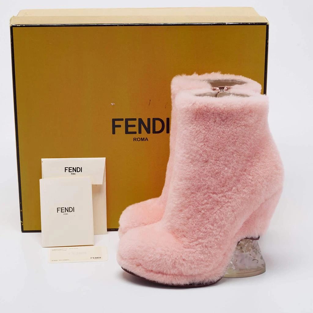 Fendi Pink Fur Ice Heel Ankle Boots Size 38 商品