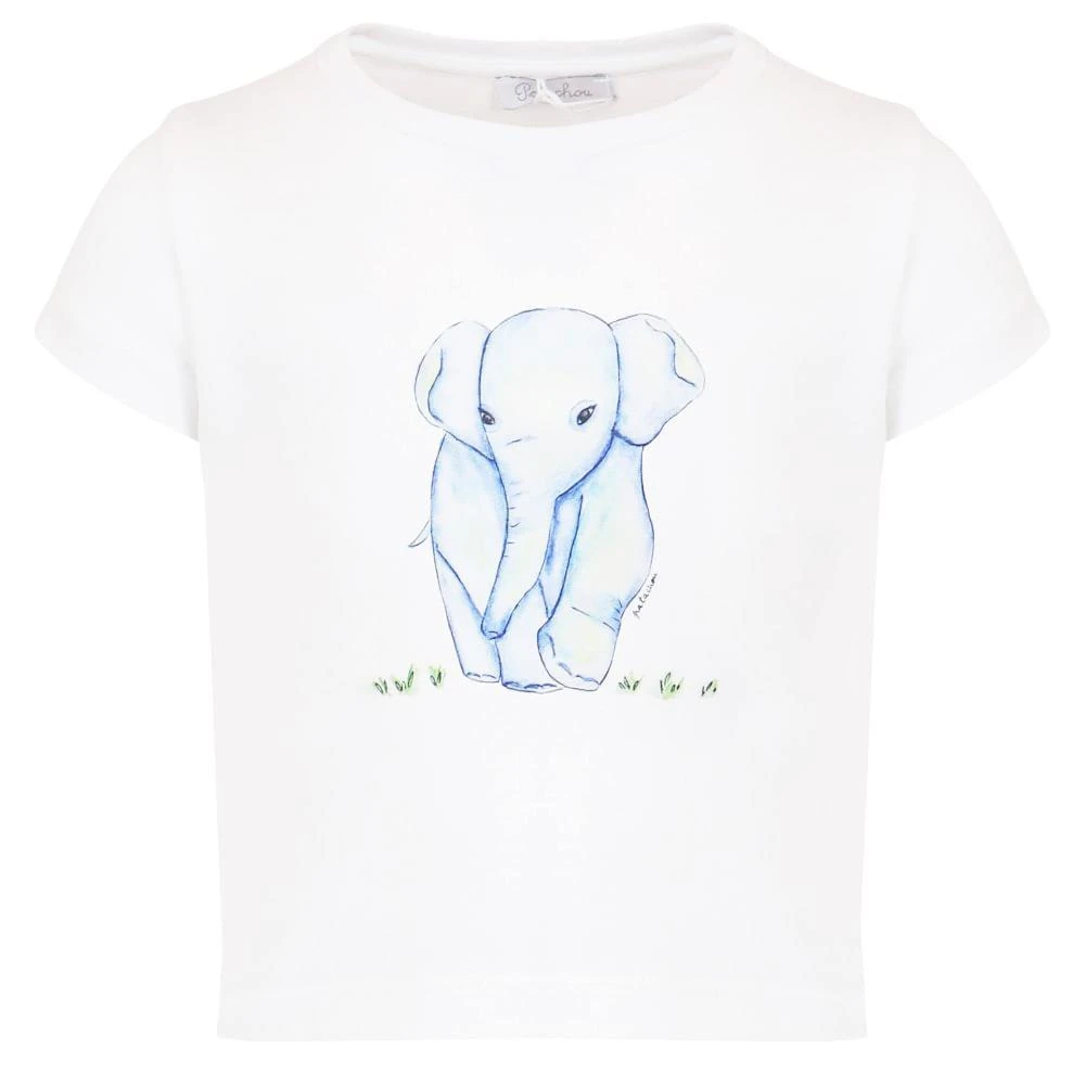 商品Patachou|Baby White & Blue Elephant T Shirt,价格¥110,第3张图片详细描述