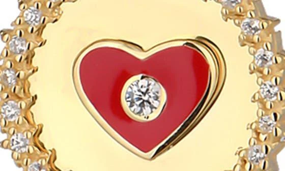 商品Gabi Rielle|14K Gold Plated Sterling Silver CZ Enamel Heart Drop Huggie Earrings,价格¥346,第2张图片详细描述