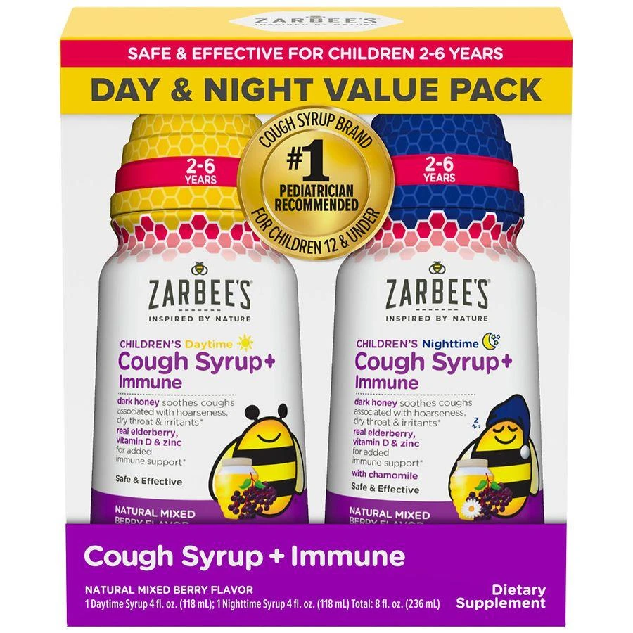 商品ZarBee's Naturals|Children's Cough Syrup + Immune Day & Night Pack Natural Mixed Berry,价格¥148,第1张图片