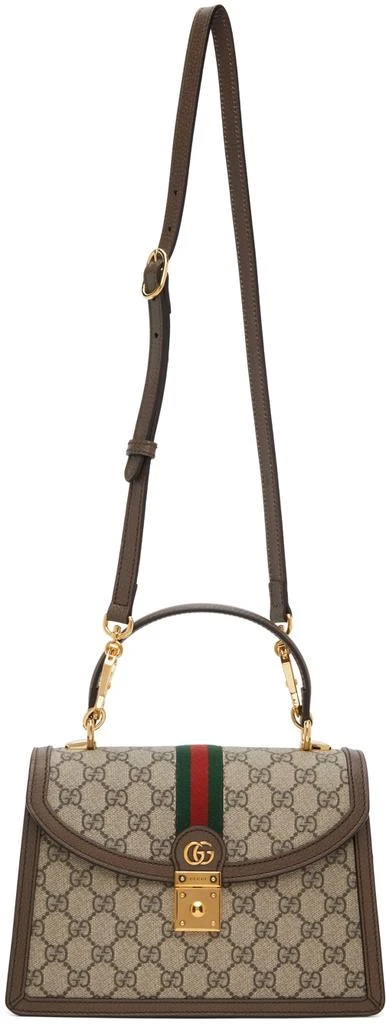 商品Gucci|Brown & Beige Small Ophidia Top Handle Bag,价格¥21583,第4张图片详细描述