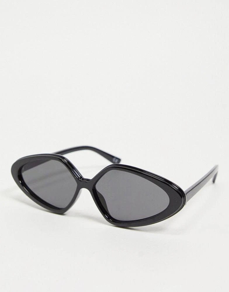 商品ASOS|ASOS DESIGN frame oval cat eye sunglasses in shiny black - BLACK,价格¥28,第1张图片
