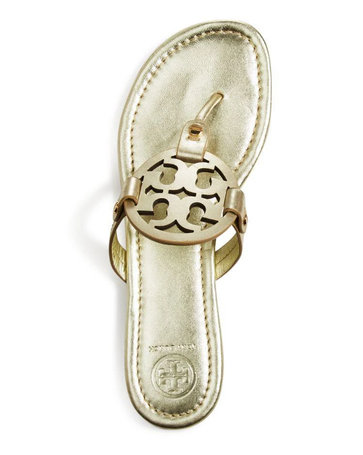 商品Tory Burch|Tory Burch Miller Metallic Leather Thong Sandals ,价格¥1459,第3张图片详细描述