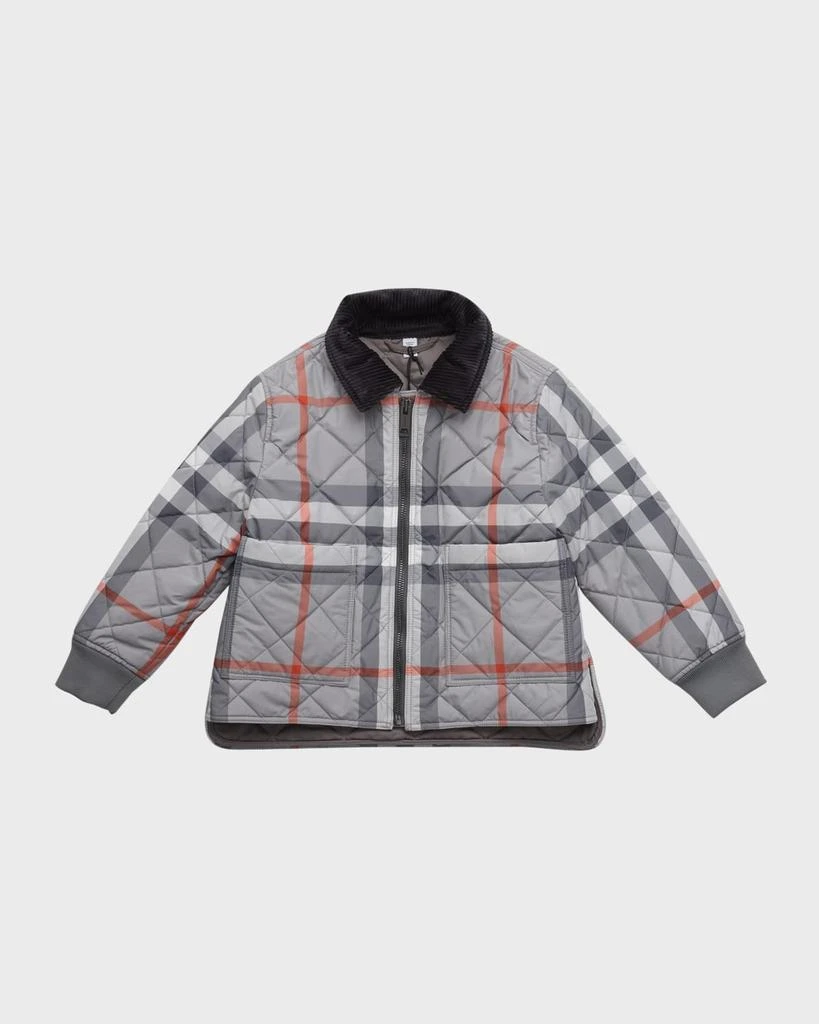 商品Burberry|Boy's Otis Quilted Check-Print Lined Jacket, Size 4-14,价格¥2257,第1张图片