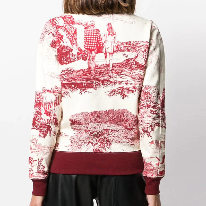 Chloe' 蔻依 女士白色酒红色圆领印花卫衣 CHC19WJH06-487-91T 商品