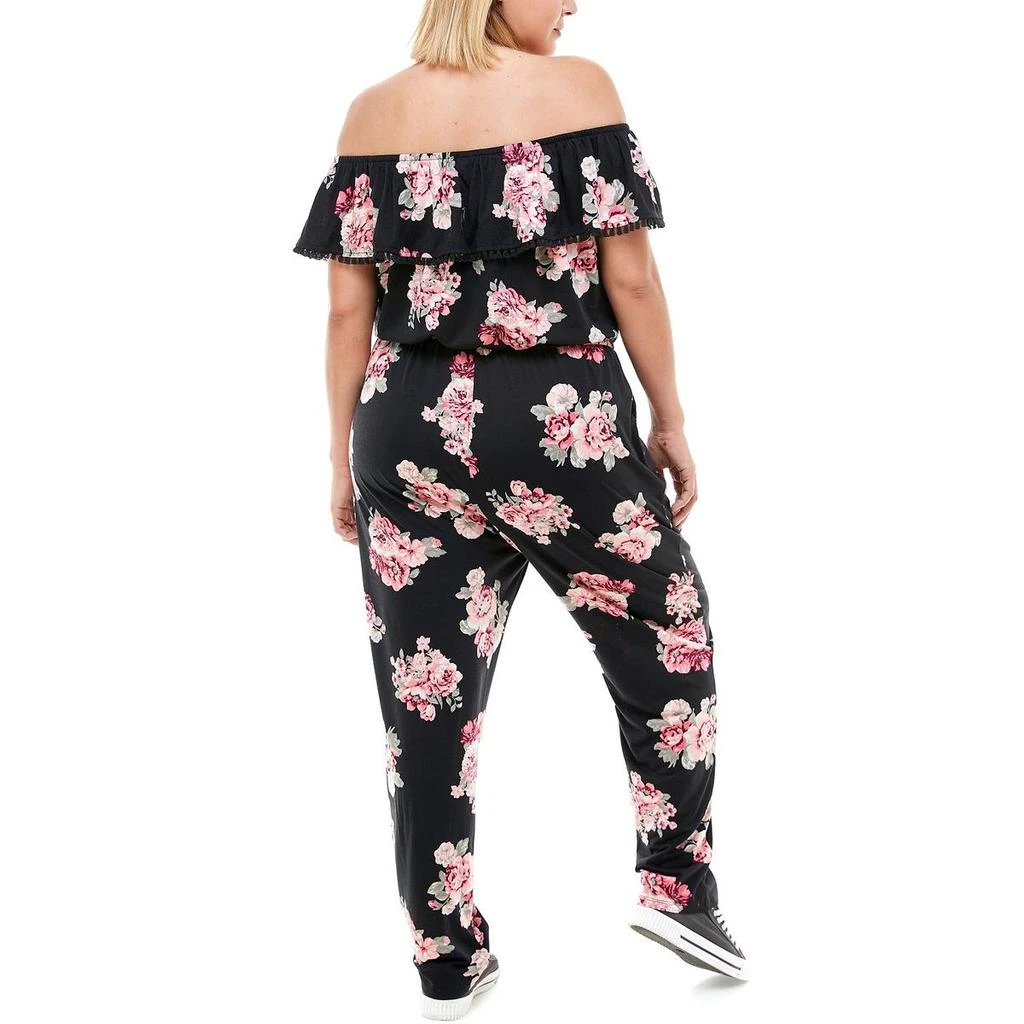 商品Planet Gold|Planet Gold Womens Plus Floral Off-The-Shoulder Jumpsuit,价格¥130,第2张图片详细描述