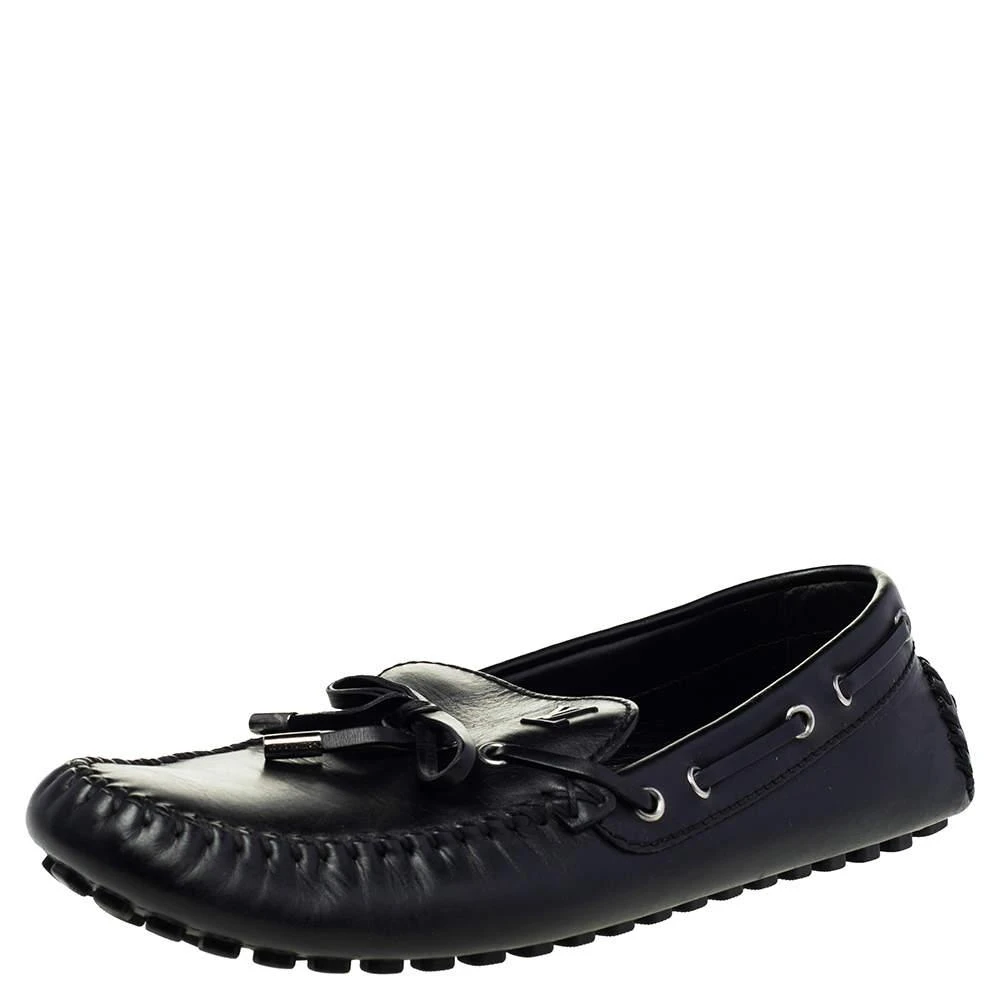 商品[二手商品] Louis Vuitton|Louis Vuitton Black Leather Bow Slip On Loafers Size 43.5,价格¥3187,第1张图片
