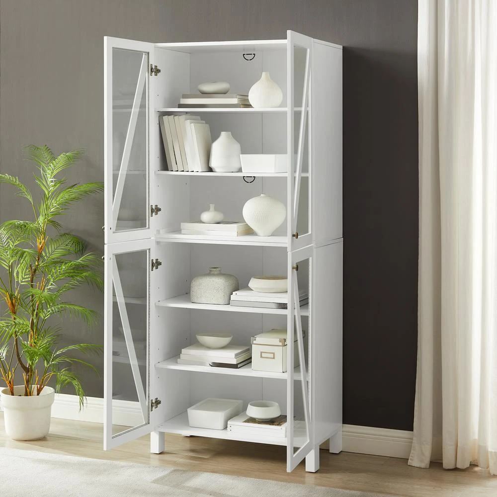 商品Crosley|Cassai Tall Storage Pantry White - 2 Stackable Pantries,价格¥3883,第5张图片详细描述