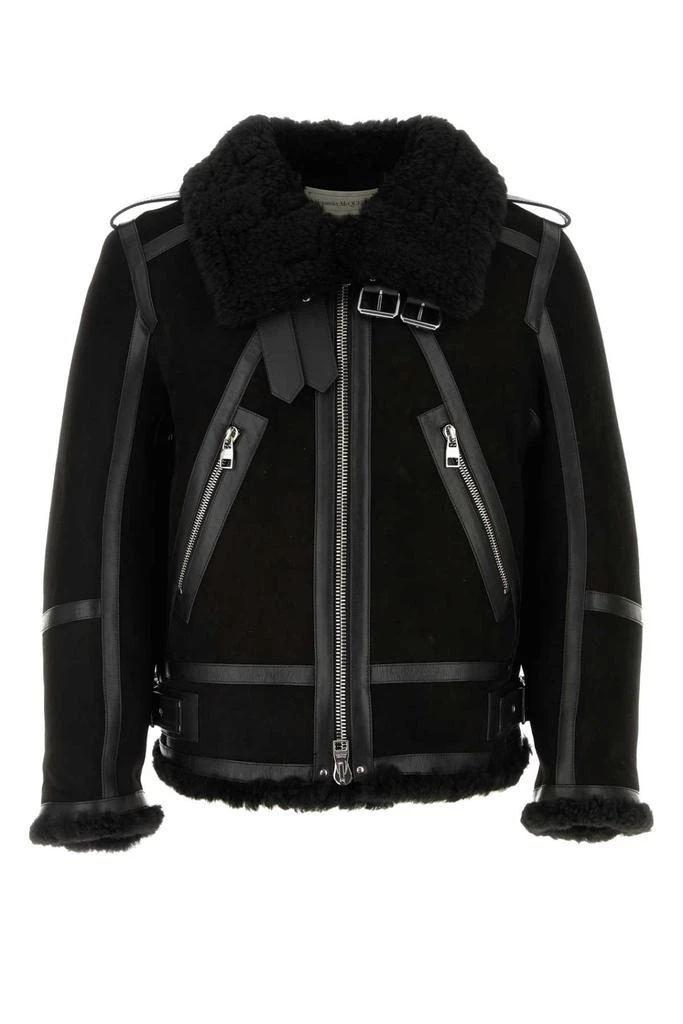 商品Alexander McQueen|Black Shearling And Nappa Leather Jacket,价格¥27995,第1张图片