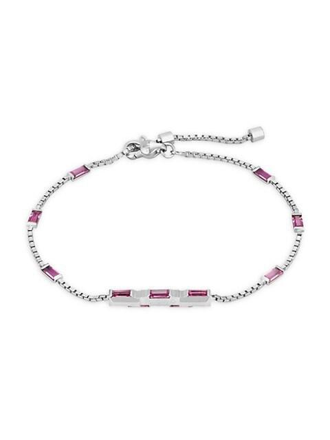 商品Gucci|Link To Love 18K White Gold & Rubellite Bar Charm Bracelet,价格¥21397,第1张图片