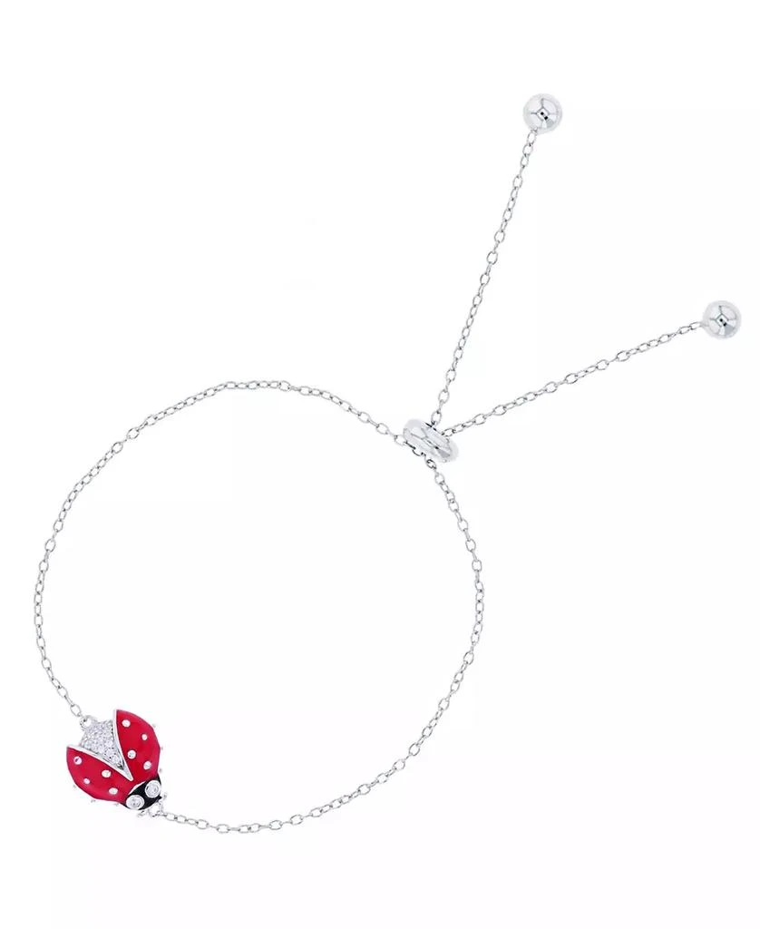 商品Macy's|Cubic Zirconia Enamel Lady Bug Adjustable Bolo Bracelet in Sterling Silver (Also in 14k Gold Over Silver),价格¥131,第1张图片