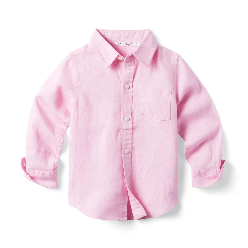 商品Janie and Jack|Linen Roll-Up Shirt (Toddler/Little Kids/Big Kids),价格¥343,第1张图片