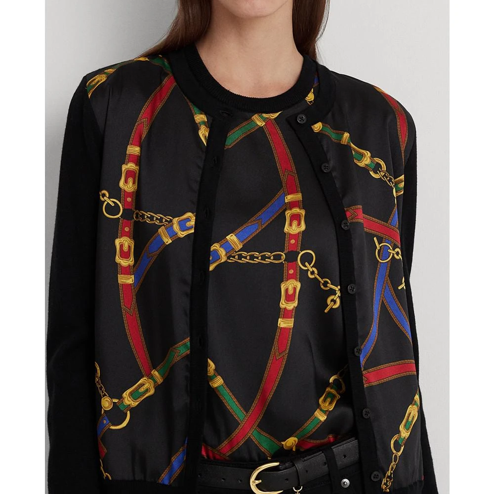 商品Ralph Lauren|Women's Belting-Print Twill & Jersey Cardigan,价格¥752,第3张图片详细描述