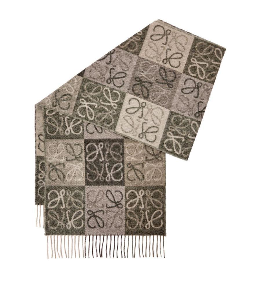 商品Loewe|罗意威老花Anagram拼色羊毛羊绒围巾,价格¥2418,第1张图片