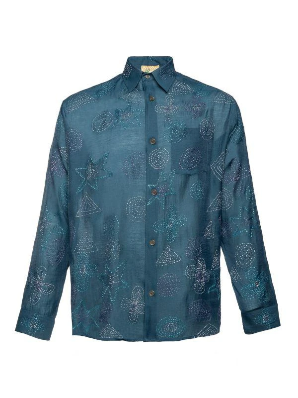 商品Glass Cypress|Floral-Embroidered Button-Front Shirt,价格¥1384,第4张图片详细描述