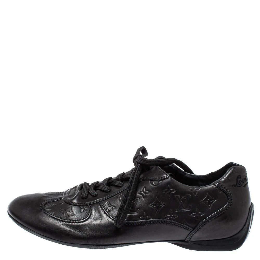 商品[二手商品] Louis Vuitton|Louis Vuitton Black Monogram Embossed Leather Lace Up Sneakers Size 42,价格¥3033,第2张图片详细描述