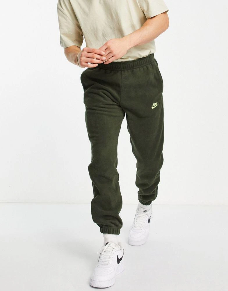 商品NIKE|Nike Sportswear Sport Essentials cuffed polar fleece joggers in khaki,价格¥355,第1张图片