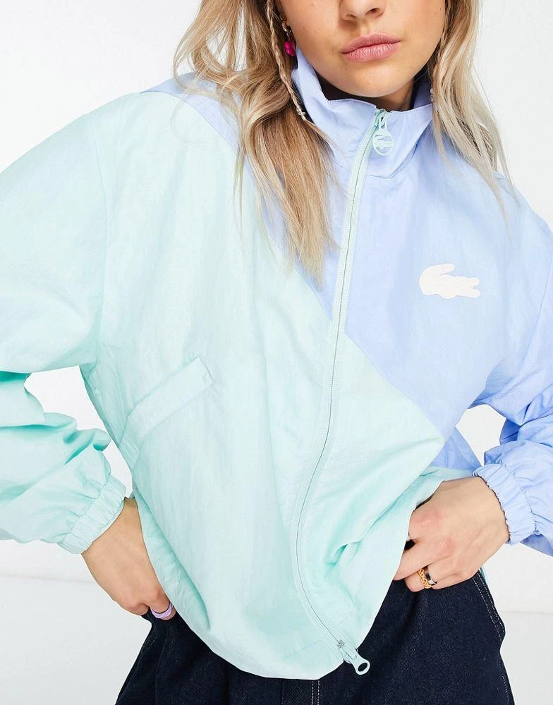 商品Lacoste|Lacoste colour block track jacket in blue/green,价格¥836,第3张图片详细描述