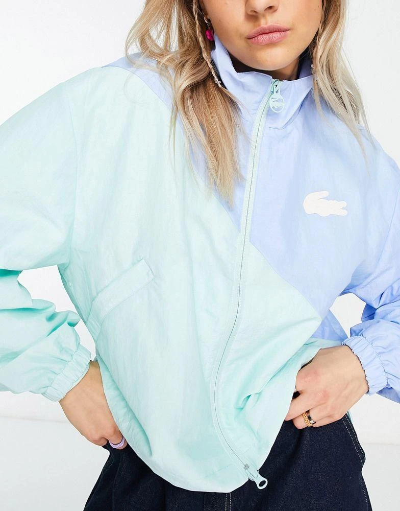 商品Lacoste|Lacoste colour block track jacket in blue/green,价格¥308,第3张图片详细描述